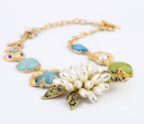 New Design Fashion Jewelry Graceful Imitation pearls flower Pendant Necklace