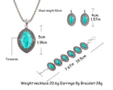 New Design Fashion Vintage jewelry sets Geometry Ellipse Pendants Necklace Chain Bracelets long drop earrings for women 