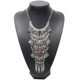 New Design Fashion choker Statement Bohemian necklace pendants Vintage Coin Silver maxi Necklace Women fine Jewelry