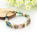 New Design Silver Square Colorful Murano Crystal Beads Bracelet for Women Easy-Hook Jewelry Christmas Gift