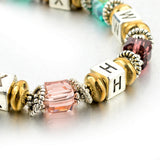 New Design Silver Square Colorful Murano Crystal Beads Bracelet for Women Easy-Hook Jewelry Christmas Gift