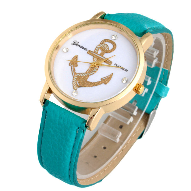 New Fashion Anchor Watches Leather GENEVA Watches For Women Dress Watches Quartz Watches