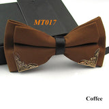 New Fashion Boutique Metal Head Bow Ties For Groom Men Women Butterfly Solid Bowtie Classic Gravata Cravat