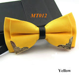 New Fashion Boutique Metal Head Bow Ties For Groom Men Women Butterfly Solid Bowtie Classic Gravata Cravat