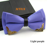 New Fashion Boutique Metal Head Bow Ties For Groom Men Women Butterfly Solid Bowtie Classic Gravata Cravat