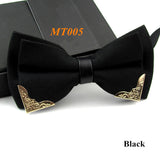 New Fashion Boutique Metal Head Bow Ties For Groom Men Women Butterfly Solid Bowtie Classic Gravata Cravat