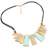 New Fashion Design Beads Enamel Bib Leather Braided Rope Chain Necklace
