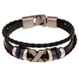 New Fashion Genuine Leather Wrap Bracelets Men Black Cowhide Braided Bracelets Bangles