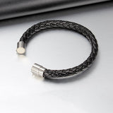 New Fashion Jewelry Men Leather Titanium Steel Bracelets Male Retro Bracelet Personality Gift 
