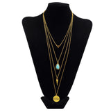 New Fashion Long Multi Layer Necklace & Pendants Turquoise Vintage Gold Plated Chain Necklace For Women