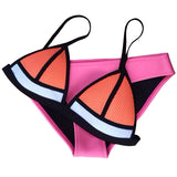 New Fashion Mesh Swimwear Women Sexy Neoprene Bikini Set Neoprene Swimsuit