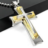 New Gift Unisex Women Men Gold Silver Stainless Steel Cross Pendant Necklace Punk Jewelry
