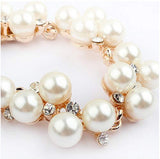 New Good Quality Gold Plated Inlaid With Imitation Diamond Short Choker Pearl Necklace SALE Gift 