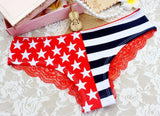 New Hot Womens Ladies Sexy Pants Flag Print Back Lace Briefs Underwear Knickers