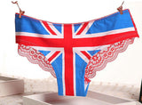 New Hot Womens Ladies Sexy Pants Flag Print Back Lace Briefs Underwear Knickers