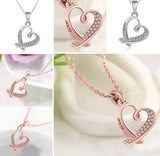 New Love Necklace Women Gold Zinc Alloy Link Chain Rhinaestone Choker Pendant Necklace Statement Jewelry For Women Gift