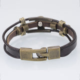 New Men 's Charm Bracelet Fashion Punk Style Black Leather Vintage Skull Bracelet Multilayer Wrap Wristband Jewelry