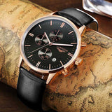 Men's Watches New Fashion Luxury Top Brand GUANQIN Chronograph Male Dress Leather Belt Sports Clock Quartz Wrist Watches