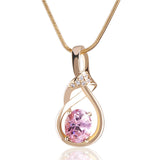 New Purple Crystal Wedding Jewelry for Women 18K Gold Plated Luxury Brand Statement Zirconia Pendant Necklace