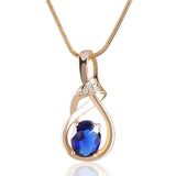 New Purple Crystal Wedding Jewelry for Women 18K Gold Plated Luxury Brand Statement Zirconia Pendant Necklace