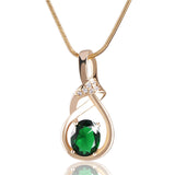 New Purple Crystal Wedding Jewelry for Women 18K Gold Plated Luxury Brand Statement Zirconia Pendant Necklace