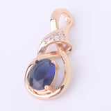 New Purple Crystal Wedding Jewelry for Women 18K Gold Plated Luxury Brand Statement Zirconia Pendant Necklace
