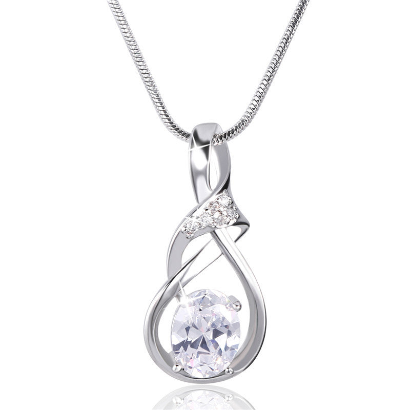 New Purple Crystal Wedding Jewelry for Women 18K Gold Plated Luxury Brand Statement Zirconia Pendant Necklace