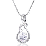 New Purple Crystal Wedding Jewelry for Women 18K Gold Plated Luxury Brand Statement Zirconia Pendant Necklace