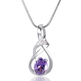 New Purple Crystal Wedding Jewelry for Women 18K Gold Plated Luxury Brand Statement Zirconia Pendant Necklace