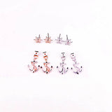 New Rudder Anchor Stud Earrings Gold Plated Front and Back Double Sided Earrings for Women