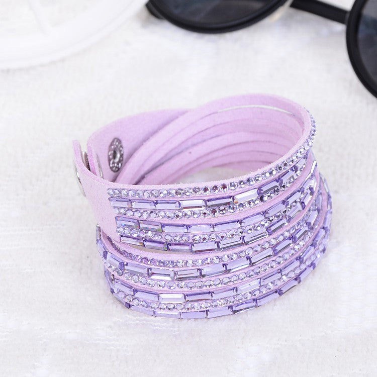 Fashion 12 Layer Leather Bracelet multicolor Charm Bracelets Bangles For Women Buttons Adjust Size