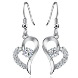New Silver Plated Cubic Zirconial Heart Shape Fashion Costume Jewelry Sets for Women Wedding Necklace Earrings Sets