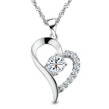 New Silver Plated Cubic Zirconial Heart Shape Fashion Costume Jewelry Sets for Women Wedding Necklace Earrings Sets