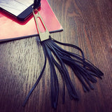 New Style Leather Pendant Black Long Tassel Multi Layer Necklace Gold for Women Jewelry