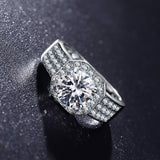 New Trendy Ring Silver Plated Square Shape Micro Pave AAA Cubic Zircon Brand Ring For Wedding Fine Jewelry