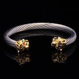 New Unique Cool Leopard Head Cuff Bracelet For Men/ Women Free Shipping 18K Gold Plated Stainless Steel Bracelets Bangles
