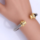 New Unique Cool Leopard Head Cuff Bracelet For Men/ Women Free Shipping 18K Gold Plated Stainless Steel Bracelets Bangles