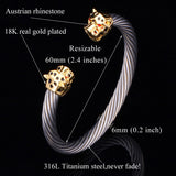 New Unique Cool Leopard Head Cuff Bracelet For Men/ Women Free Shipping 18K Gold Plated Stainless Steel Bracelets Bangles