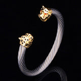 New Unique Cool Leopard Head Cuff Bracelet For Men/ Women Free Shipping 18K Gold Plated Stainless Steel Bracelets Bangles