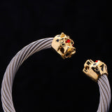 New Unique Cool Leopard Head Cuff Bracelet For Men/ Women Free Shipping 18K Gold Plated Stainless Steel Bracelets Bangles