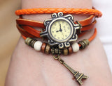 Eiffel Tower Pendant Bracelet Watches New Arrivals High Quality Women Genuine Leather Vintage wristwatches