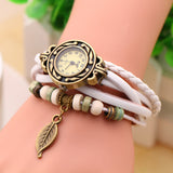 New Vintage Quartz watch Watchs Women Wrap Tree leaf Pendant Synthetic Leather Bracelet Wrist Watch