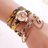 New Women Dress Watches Quartz Wrist Watch Snake Leather Bracelet Gold Watches Luxury Drill Women Top Brand