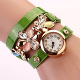 New Women Leather Strap Watches Flower Bracelet Women Dress Watch Wristwatches Top Brand Opal Girl's Gift Fashion