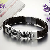 New arrival 316L stainless steel and leather wrist cuff bracelet