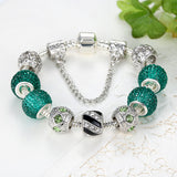 Newest Elegant Silver DIY Charm bracelet for Women Chain Green Beads Fashion Jewelry Fit Original Bracelets Best Gfit