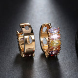 Newest Trendy Platinum Plated Earring with 6 Pieces Multi Color Cubic Zircon Women Earrings Best Birthday Gift 