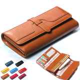 New Fashion Oil Wax Leather Retro 100% Genuine Leather Wallet Medium-Long Wallets Organizer Carteira Wallets For Woman