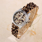 Geneva Fashion Casual Watch Leopard gold color Rubber Band Women Wristwatches Analog Ladies Quartz watch