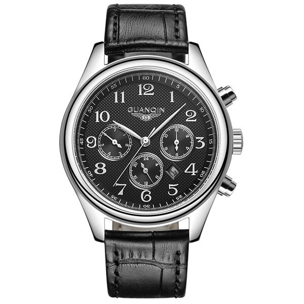 Original GUANQIN Men's Quartz Watches Men Top Brand Luxury Wristwatches Waterproof Classic Leather Strap Watch Hours Clock